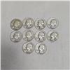 Image 3 : 10 US 1940s Silver Quarters - 90% Silver - Circulated