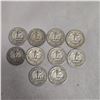Image 2 : 10 US 1940s Silver Quarters - 90% Silver - Circulated