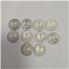 Image 2 : 10 US 1940s Silver Quarters - 90% Silver - Circulated