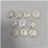 Image 3 : 10 US 1960s Silver Quarters - 90% Silver - 1964 and Earlier * Circulated