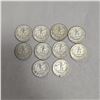 Image 3 : 10 US 1960s Silver Quarters - 90% Silver - 1964 and Earlier * Circulated