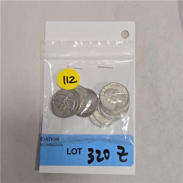 10 US 1960s Silver Quarters - 90% Silver - 1964 and Earlier * Circulated
