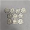 Image 2 : 10 US 1960s Silver Quarters - 90% Silver - 1964 and Earlier * Circulated