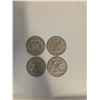 Image 1 : 4 US 1950s Franklin Silver Half Dollar Coins - 90% Silver - ( 2 x 1951 & 2 x 1954) Circulated