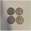 Image 2 : 4 US 1950s Franklin Silver Half Dollar Coins - 90% Silver - ( 2 x 1951 & 2 x 1954) Circulated