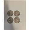 Image 1 : 4 US 1950s Franklin Silver Half Dollar Coins - 90% Silver - ( 1 x 1953 & 3 x 1957) Circulated