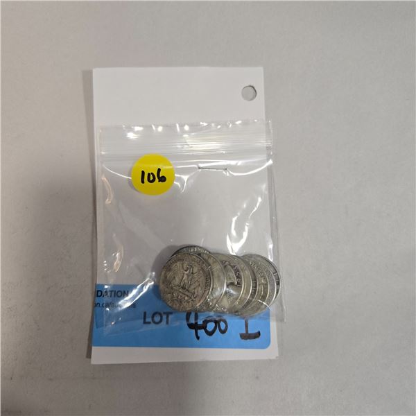 10 US 1950s Silver Quarters - 90% Silver - Circulated