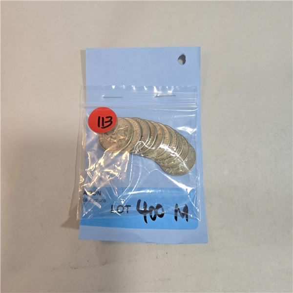 10 US 1960s Silver Quarters - 90% Silver - 1964 and Earlier * Circulated