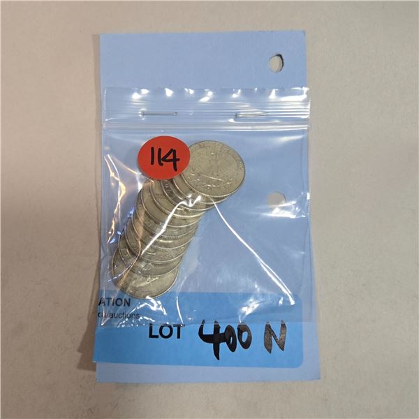 10 US 1960s Silver Quarters - 90% Silver - 1964 and Earlier * Circulated