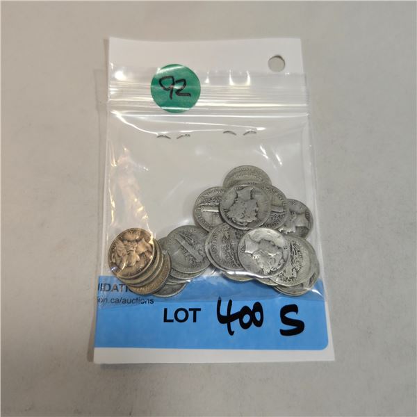 30 US Silver "Mercury" Dimes - 90% Silver - 1945 and Earlier * Circulated