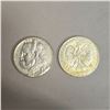 Image 2 : 2 Poland 10 Zlotych Silver Coins - 75% Silver - (1933 & 1938) * Circulated
