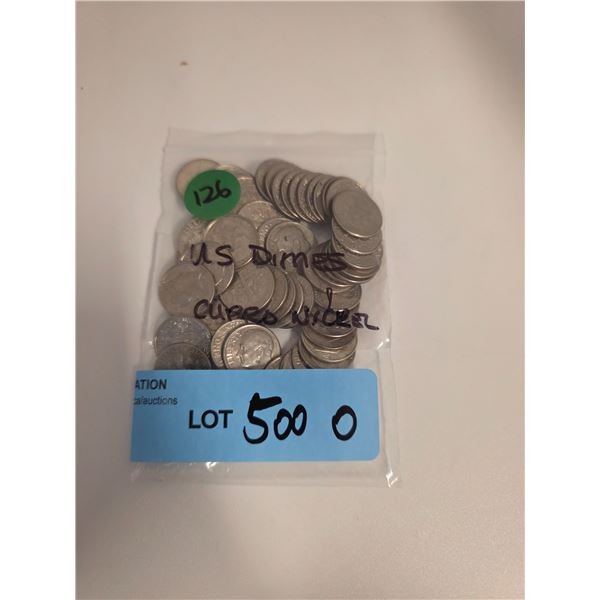 130 Gram Bag of US Cupronickel Dimes