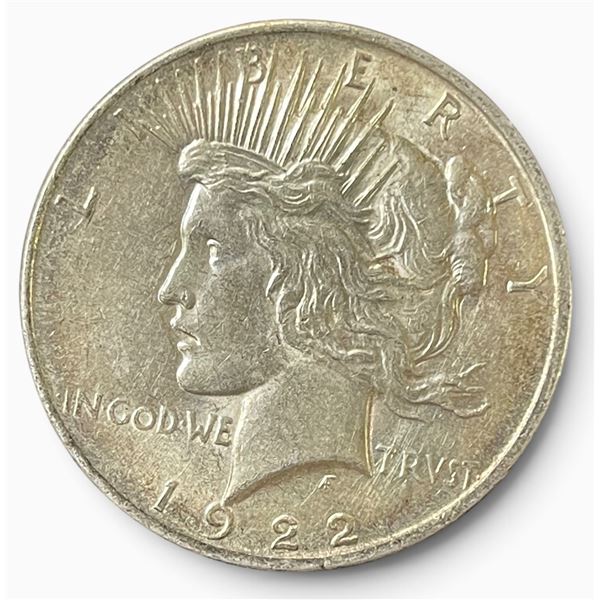1922 US Peace Silver Dollar Coin - 90% Silver -  Philadelphia Mint - Circulated