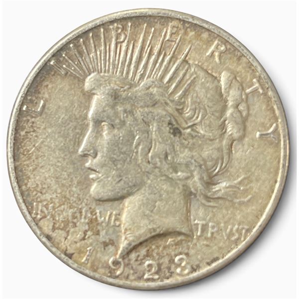 1923 US Peace Silver Dollar Coin - 90% Silver - San Francisco Mint - Circulated