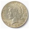 Image 1 : 1924 US Peace Silver Dollar Coin - 90% Silver - San Francisco Mint - Circulated