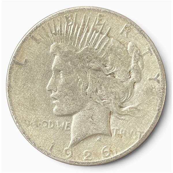 1926 US Peace Silver Dollar Coin - 90% Silver - San Francisco Mint - Circulated
