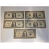 Image 1 : 5 Vintage US One Dollar Bills - (1957 & 1957B with Blue Seal, 2 x 1963B Green Seal & 1 x 1969 Green 