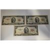 Image 1 : 3 US 1953 A & B Two Dollar Red Seal Banknotes - (2 x 1953A & 1  1953B) Prefixes are all A - Circulat