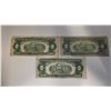 Image 2 : 3 US 1953 A & B Two Dollar Red Seal Banknotes - (2 x 1953A & 1  1953B) Prefixes are all A - Circulat