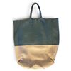 Image 3 : CELINE Green Beige Lambskin Vertical Cabas Tote Bag - Pre-Owned