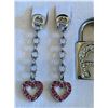Image 2 : Aigner Crystal Heart Silver Tone Earrings & Padlock Set
