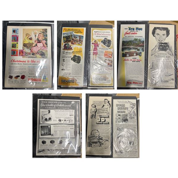 Group of 1950s View-Master Magazine Advertisements, Various Sizes