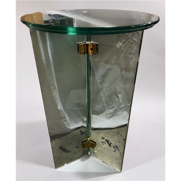 1970s Leon Rosen Glass End Table, H29" x Dia 17.5" Each