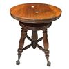 Image 1 : Antique Victorian Wood Piano Stool with Ball & Claw, H17.5" x Dia. 14.5"