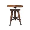 Image 3 : Antique Victorian Wood Piano Stool with Ball & Claw, H17.5" x Dia. 14.5"