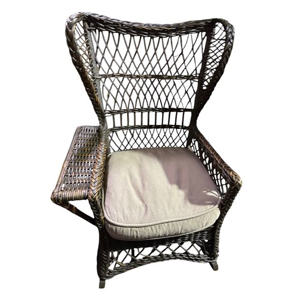 Brown Wicker Rocking Chair, W27"