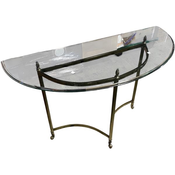 Vintage LaBarge Style Brass Tone Console Table, H31" x W46" x D19"