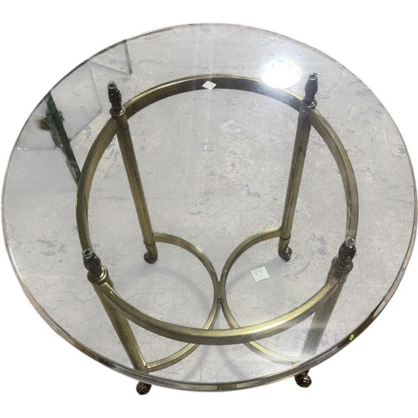 Vintage LaBarge Style Brass Tone Coffee Table, H22" x 26" x 22"