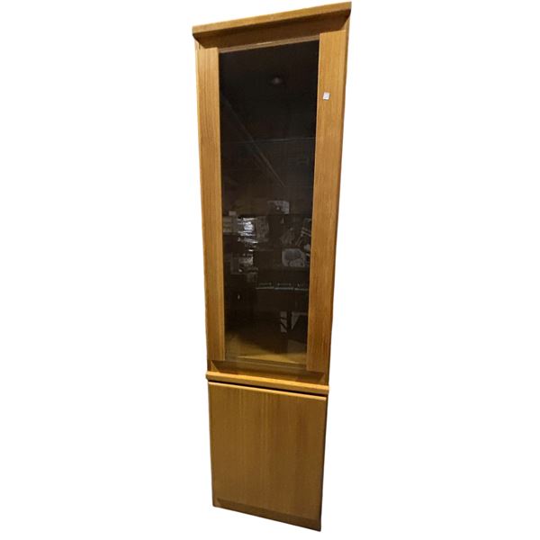 Tall Wooden Display Cabinet with Glass Door and Light, H78" x W20" x D17"