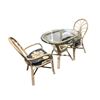 Image 1 : Vintage Rattan Dining Table Set, Table H29" x Dia 36"