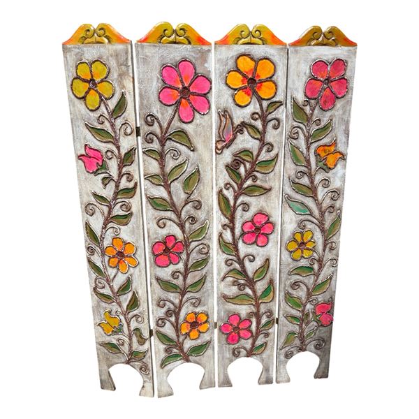 Decorative Floral Wood Panels, Approx. H65" x 44"
