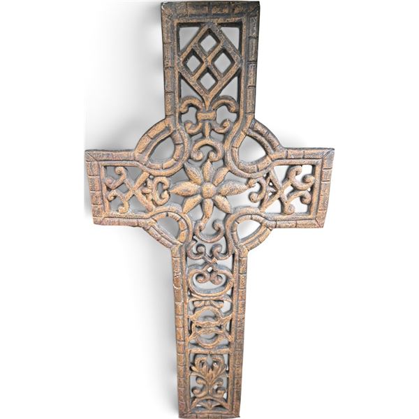 Heavy Cast Iron Cross Wall Decor, H20" x W10"