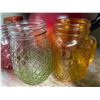 Image 2 : Red Glass Pitcher with 4 Colourful Drinking Glasses