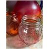 Image 3 : Red Glass Pitcher with 4 Colourful Drinking Glasses