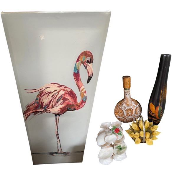 Flamingo Art Print and 4-Pcs Decor Pieces