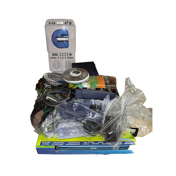 Group of Misc - Teach & Talk Activity Laptop, Shower CD AM/FM Radio, Portable CD Players, Cables, Et