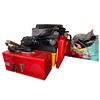 Image 1 : Group of Misc - red metal toolbox labeled "Sockets + Vice Grips," a couple of cordless/corded power 