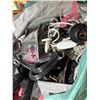 Image 2 : Group of Misc - red metal toolbox labeled "Sockets + Vice Grips," a couple of cordless/corded power 