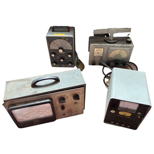 Vintage Test Equipment Lot - Eico VTVM Model 249, UBC Geophysics Battery Charger, Heathkit RF Signal