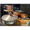 Image 4 : Group of 5 Copper-Tone Chafing Dishes and Fondue Pots