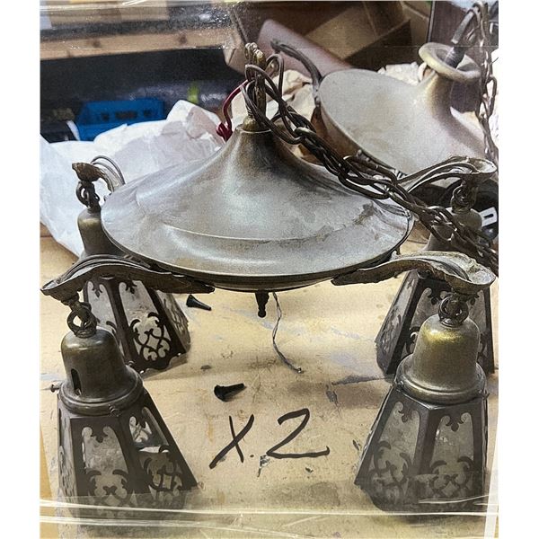 Pair of Circa 1915 Antique Pendant Lights