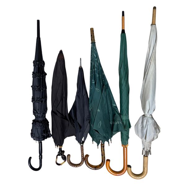 Group of 6 Assorted Vintage & Modern Umbrellas