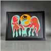Image 1 : Paul Johnny, Green Felt Applique Wall Hanging with Abstract Bird Figures