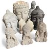 Image 1 : 9-Pcs Buddha Head Planters & Statues - Various Sizes