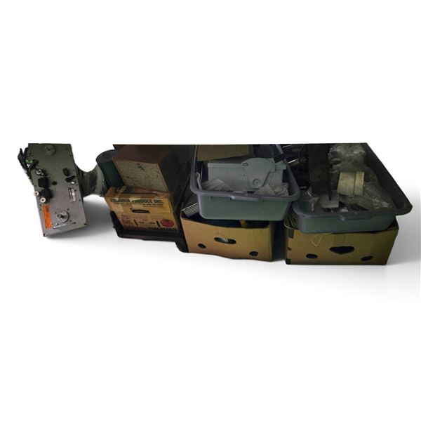 Group of Kenwood Car Amplifier, Wood-Cabinet Speakers, Metal/Aluminum Tool Parts, Etc.