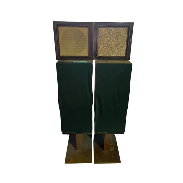 Pair of Vintage Wood-Cabinet Speakers on Matching Stands (Includes Top 2 Speakers)
